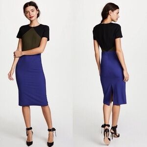 Diane Von Furstenberg Colorblock Tailored Pencil Midi Dress
